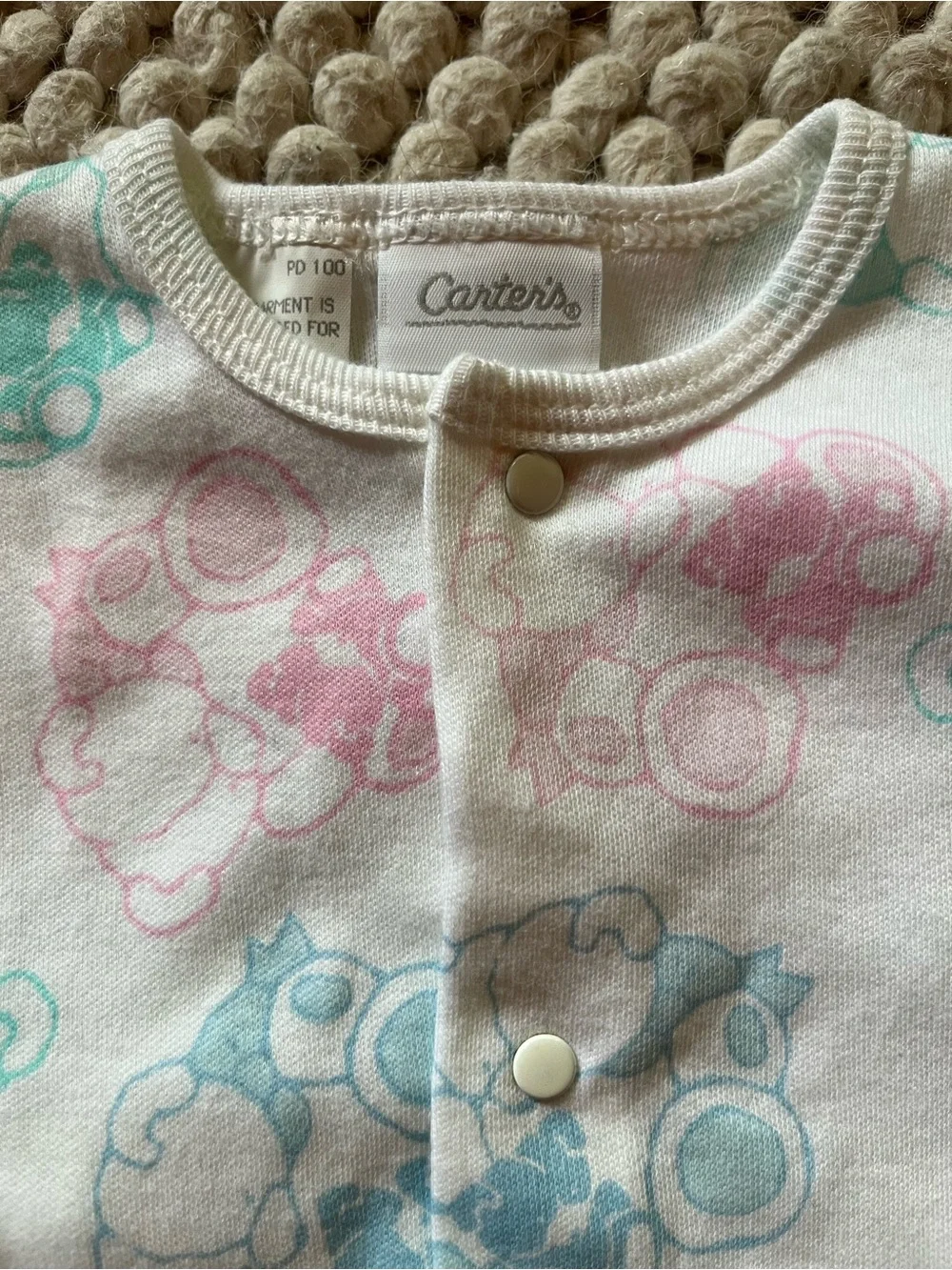 VINTAGE NOS Carter's Baby Playwear Two-Piece Pajama Set in Pastel Pink & Teal